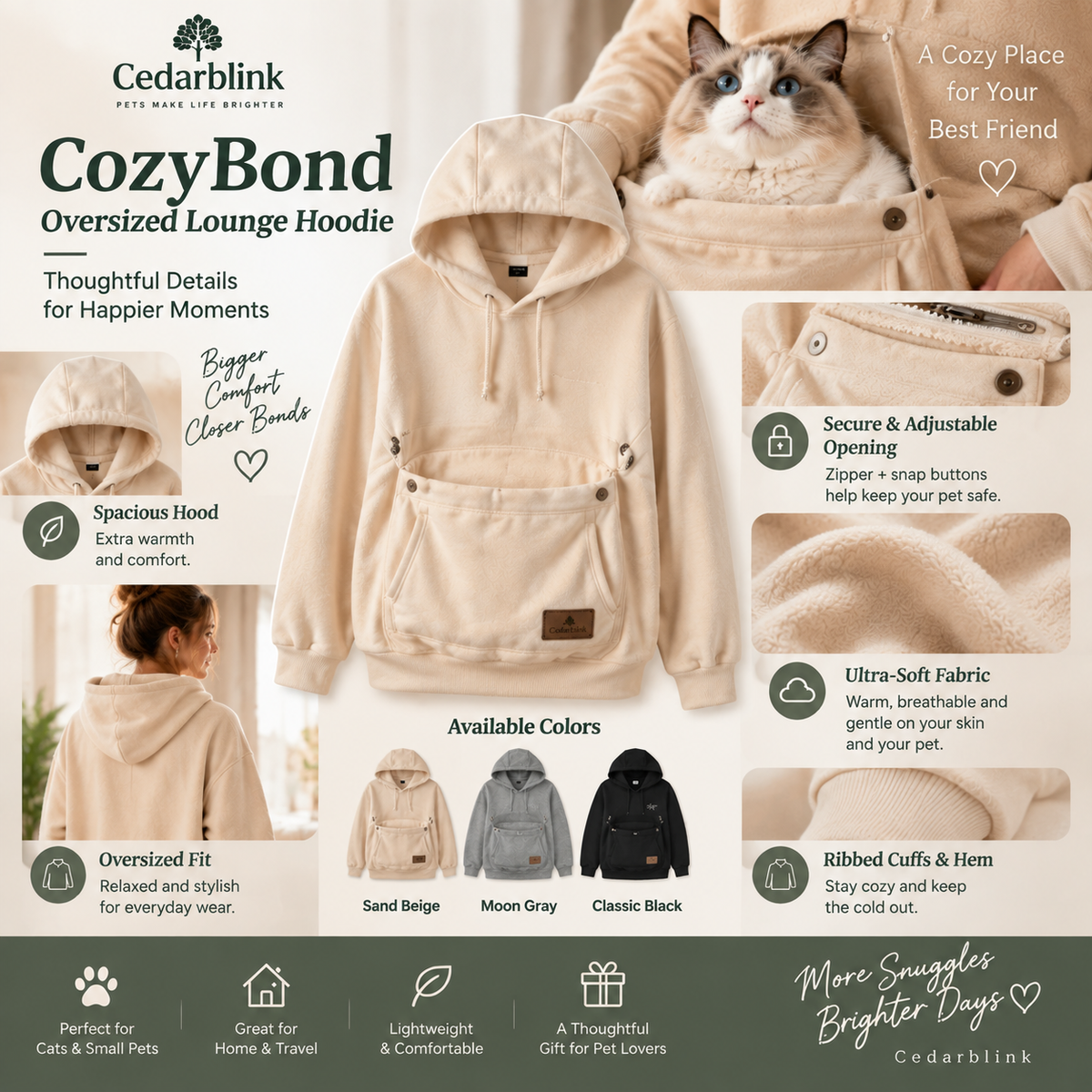 Cedarblink CozyBond Oversized Lounge Hoodie