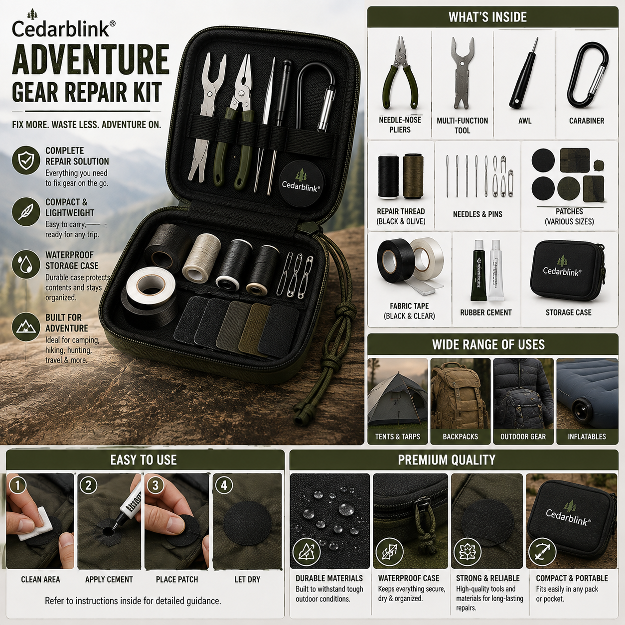 Cedarblink® Adventure Gear Repair Kit