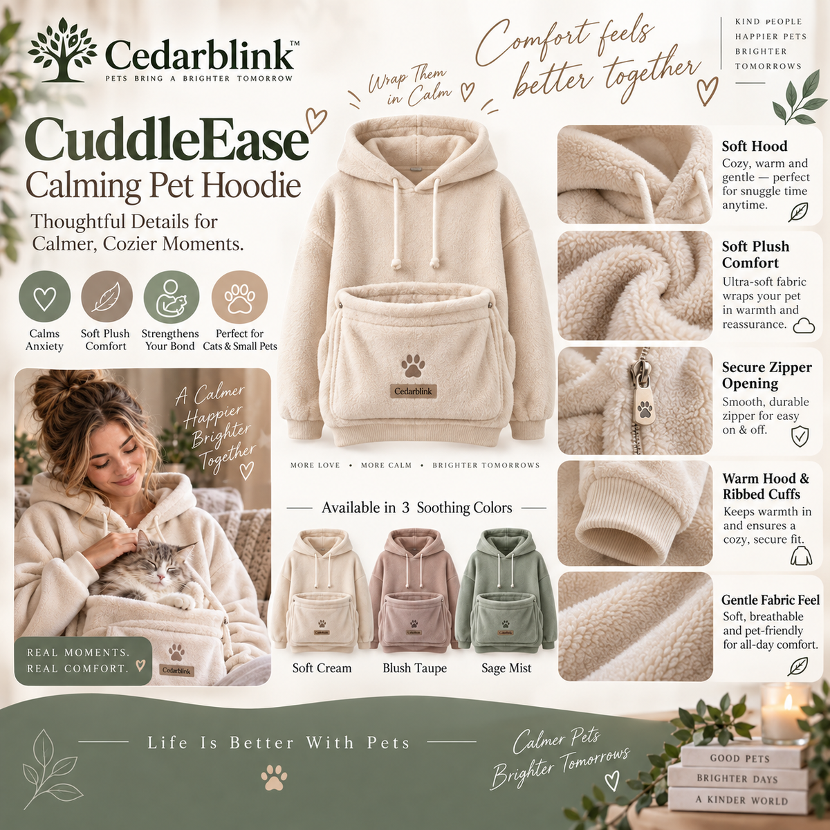 Cedarblink CuddleEase Calming Pet Hoodie