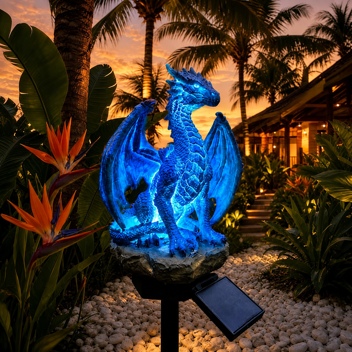 💥LAST DAY 50% OFF 🐉 Solar Dragon Garden Light – Golden & Blue Fantasy Outdoor Decor