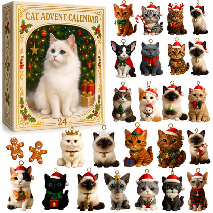 🔥 Last Day 49% Off🔥2026 Cat-Themed Christmas Advent Calendar – Christmas Tree Ornaments