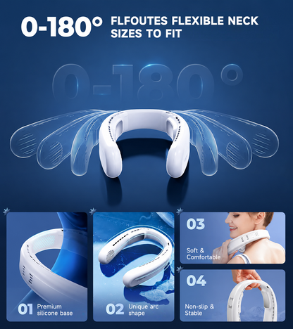 ❄️ BVJ Portable Neck Fan with Dual Cooling | 360° Airflow • Up to 8-Hour Battery Life • 3 Speeds | Great for Summer, Travel & Outdoor Activities