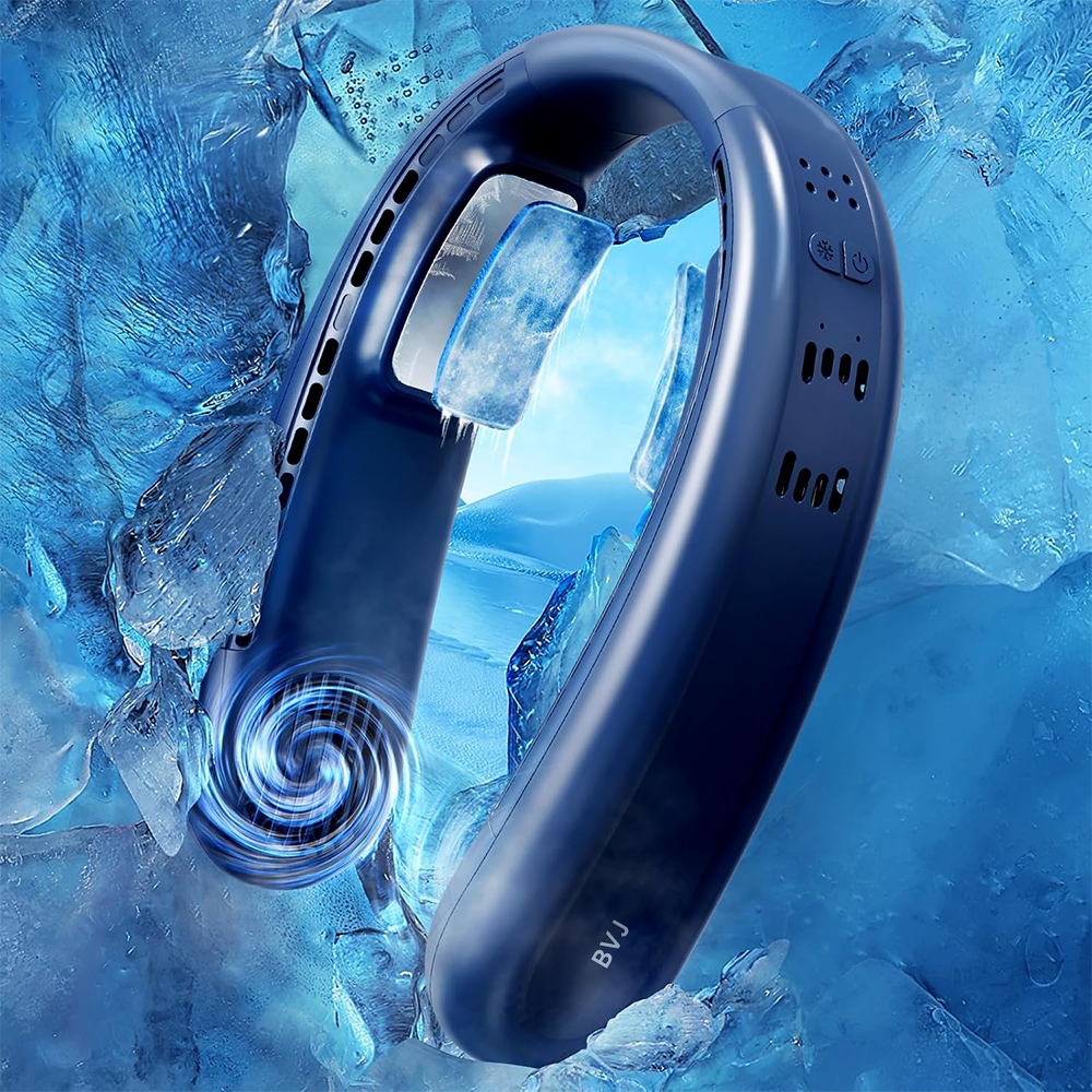 ❄️ BVJ Portable Neck Fan with Dual Cooling | 360° Airflow • Up to 8-Hour Battery Life • 3 Speeds | Great for Summer, Travel & Outdoor Activities