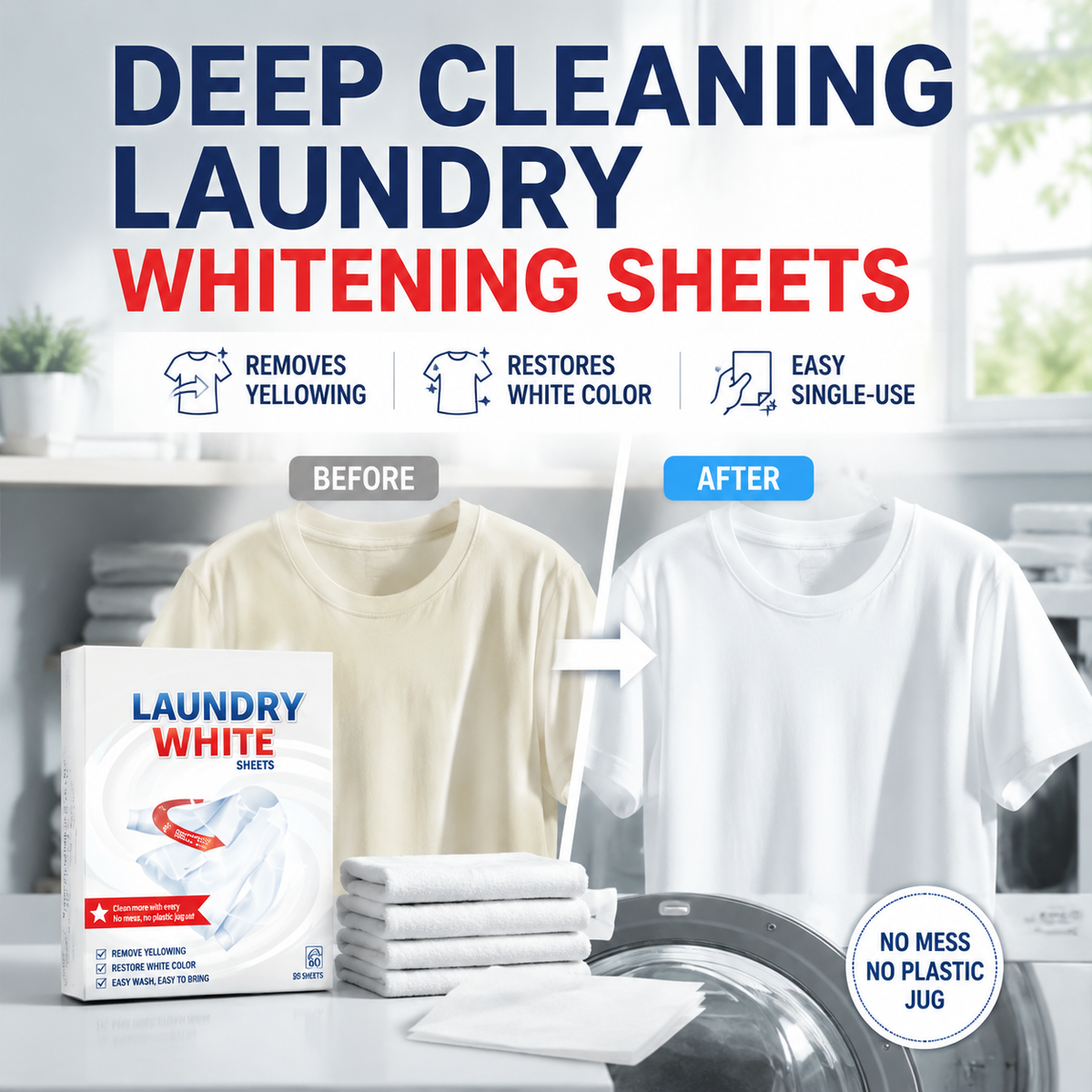 🤍Last Day 50% OFF--Deep Cleaning Laundry Whitening Sheets🌿