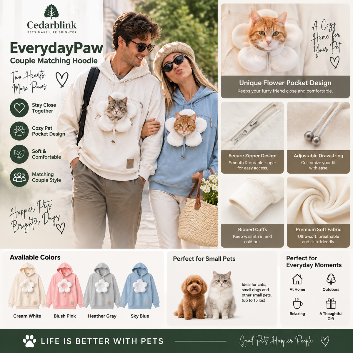 Cedarblink EverydayPaw Couple Matching Hoodie