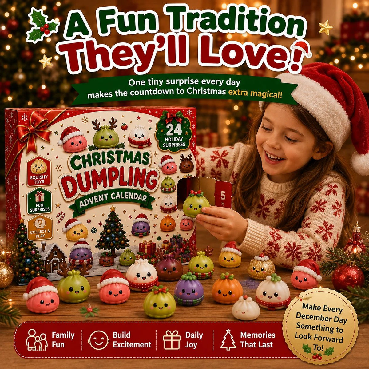 🎅 CHRISTMAS SPECIAL :-50%| 24 Days of Mini Squishies – Cute 2026 Advent Calendar with Daily Dumpling Surprises