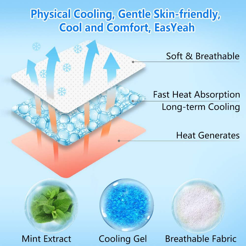 ❄️ HEATWOLF® Cooling Gel Patches – 10-Pack | Instant Cooling Relief for Kids & Adults | Great for Hot Weather, Fever Discomfort & Headaches
