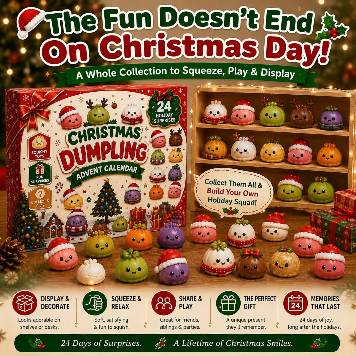 🎅 CHRISTMAS SPECIAL :-50%| 24 Days of Mini Squishies – Cute 2026 Advent Calendar with Daily Dumpling Surprises