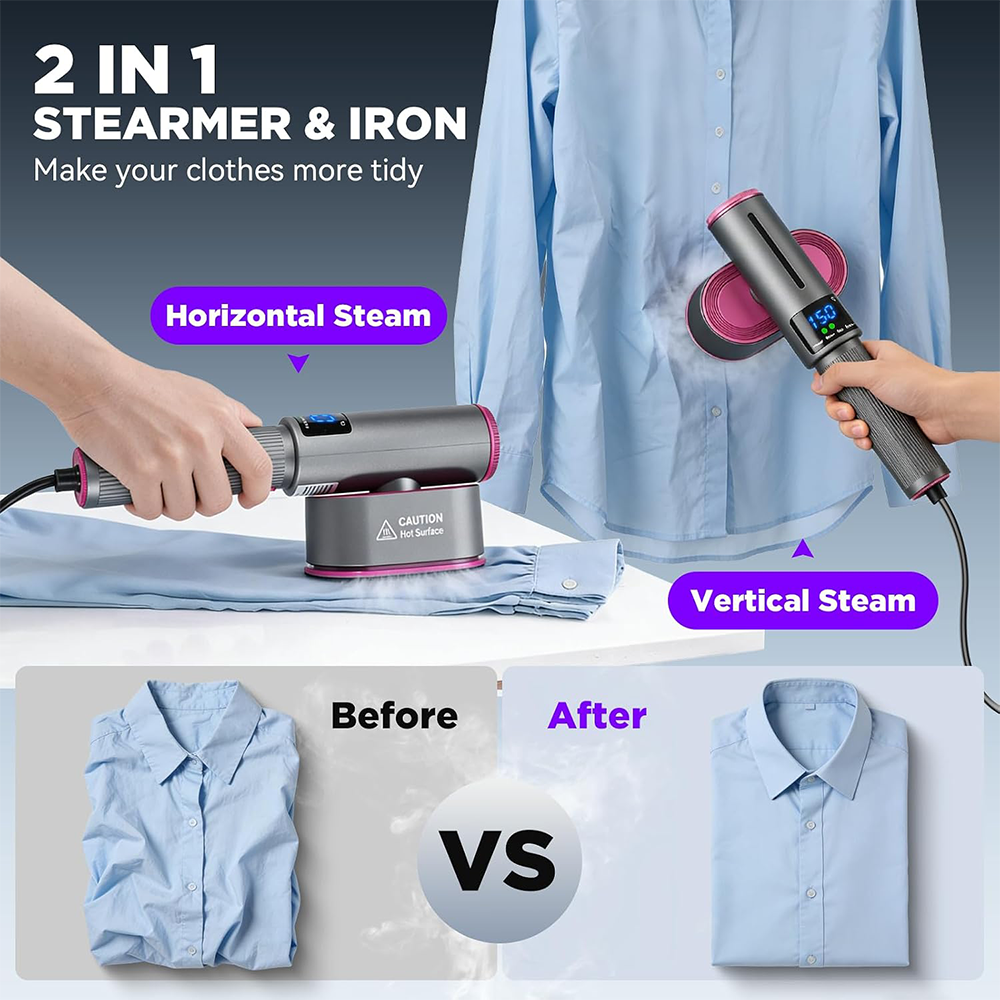 🔥 𝑳𝑨𝑺𝑻 𝑫𝑨𝒀 𝑺𝑨𝑳𝑬-50% 𝑶𝑭𝑭 🔥 1200W 2-in-1 Handheld Garment Steamer & Iron – Fast Heat-Up, Portable Travel Steamer