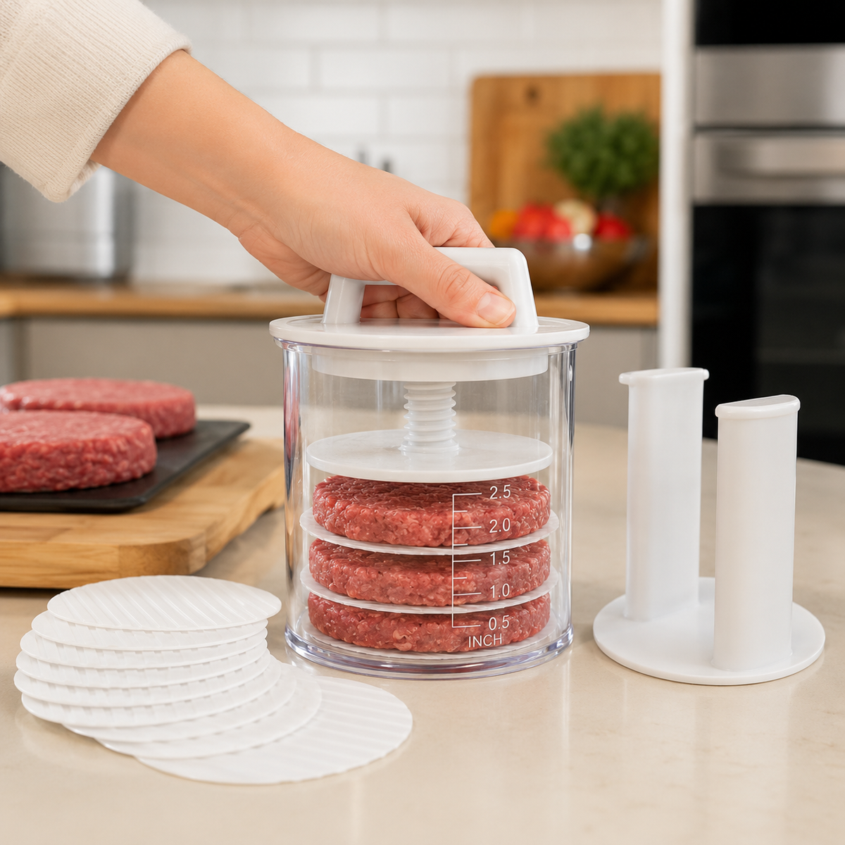 Multi-Function Patty Press | One-Press Uniform Patties | 🏠 Home Burgers • 🏕️ Camping • 🔥 BBQ • 🥩 Meal Prep