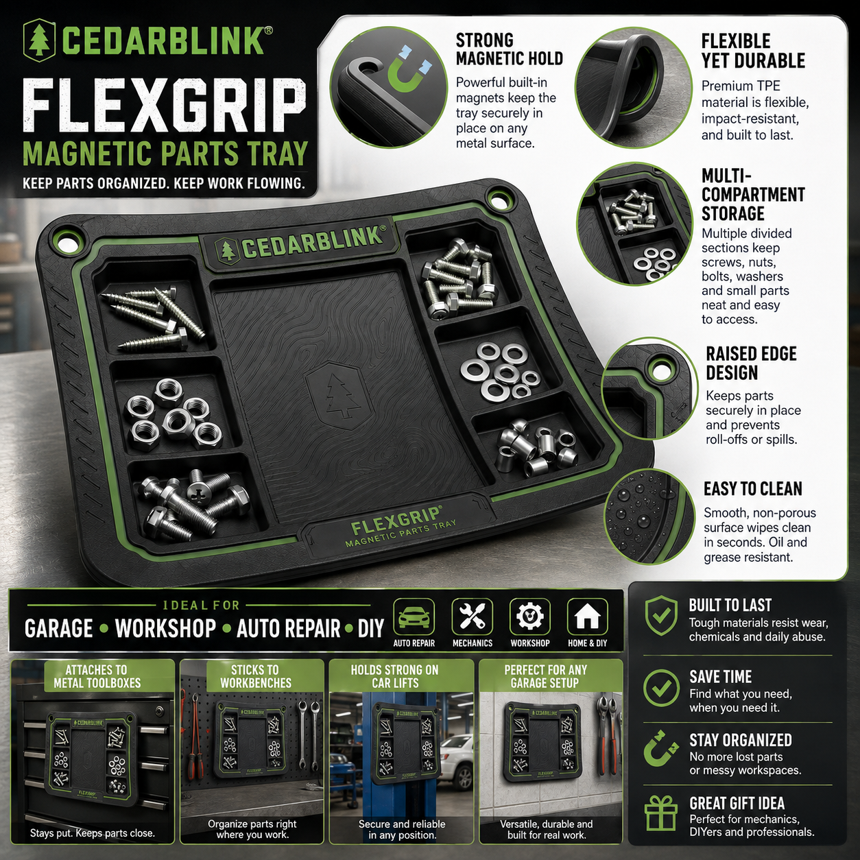 Cedarblink® FlexGrip Magnetic Parts Tray