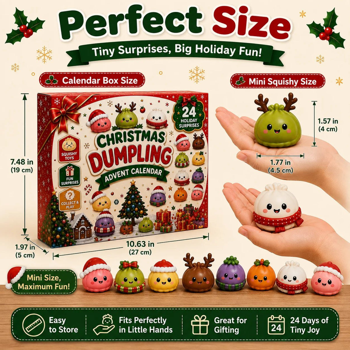 🎅 CHRISTMAS SPECIAL :-50%| 24 Days of Mini Squishies – Cute 2026 Advent Calendar with Daily Dumpling Surprises