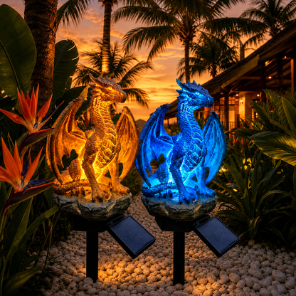💥LAST DAY 50% OFF 🐉 Solar Dragon Garden Light – Golden & Blue Fantasy Outdoor Decor