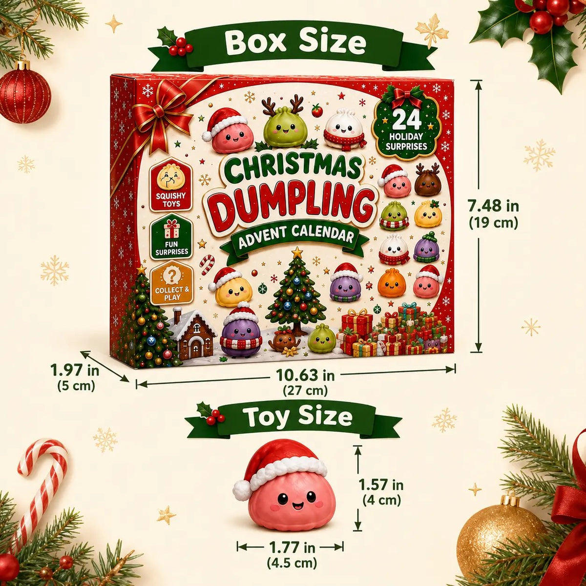 🎅 CHRISTMAS SPECIAL :-50%| 24 Days of Mini Squishies – Cute 2026 Advent Calendar with Daily Dumpling Surprises