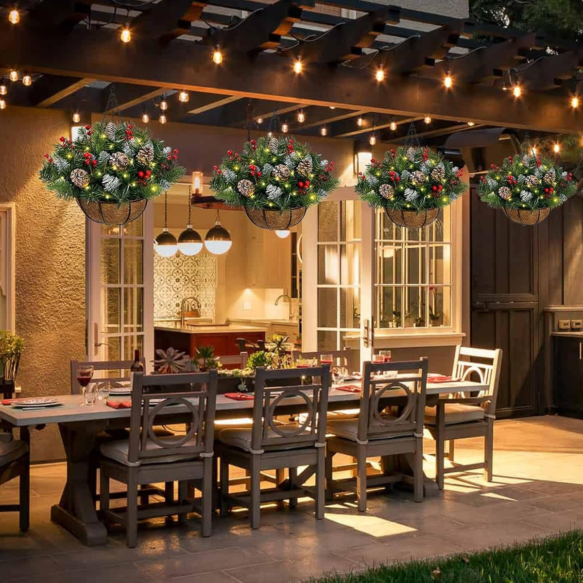 🎄LAST DAY — 60% OFF! 🪴Christmas Hot Sale —🔥Pre-Lit Artificial Christmas Hanging Basket